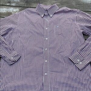 Southern Tide cranberry red gingham plaid shirt size L